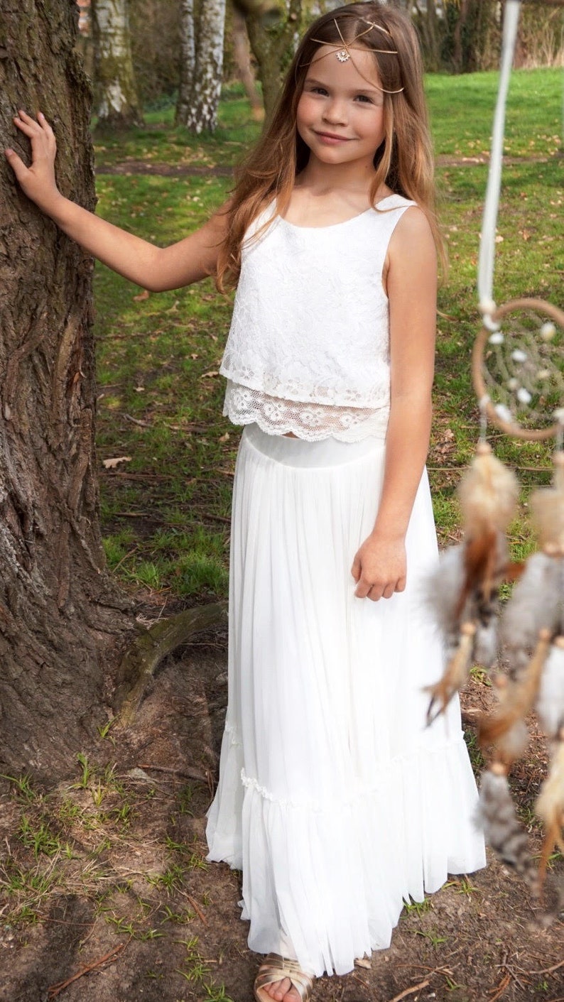 Bohochic Flower Girl Dress Junior Bridesmaid Dress Boho Etsy