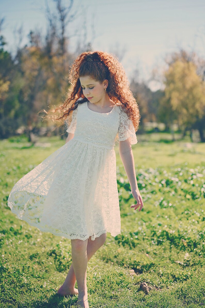 Boho Junior Bridesmaid Dress First Communion Dress Etsy