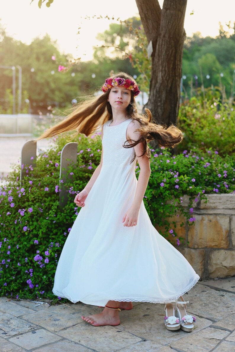 Boho Junior Bridesmaid Dress Lace Flower Girl Dress Etsy