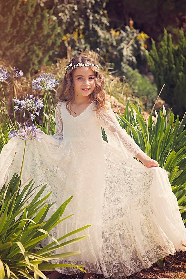 White Lace First Communion Dress - Etsy Israel