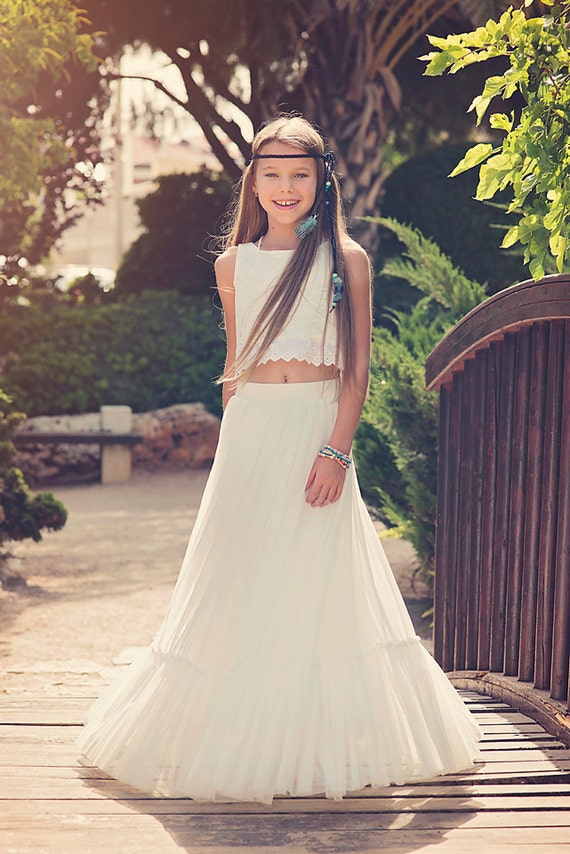 bohemian style flower girl dress