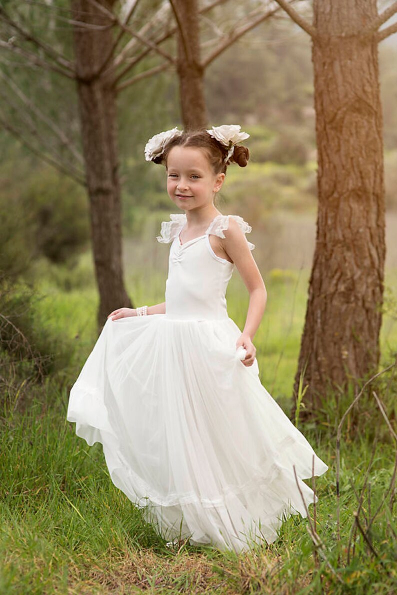 Maxi Ivory Flower Girl Dress Wedding Dress Floor Length Etsy