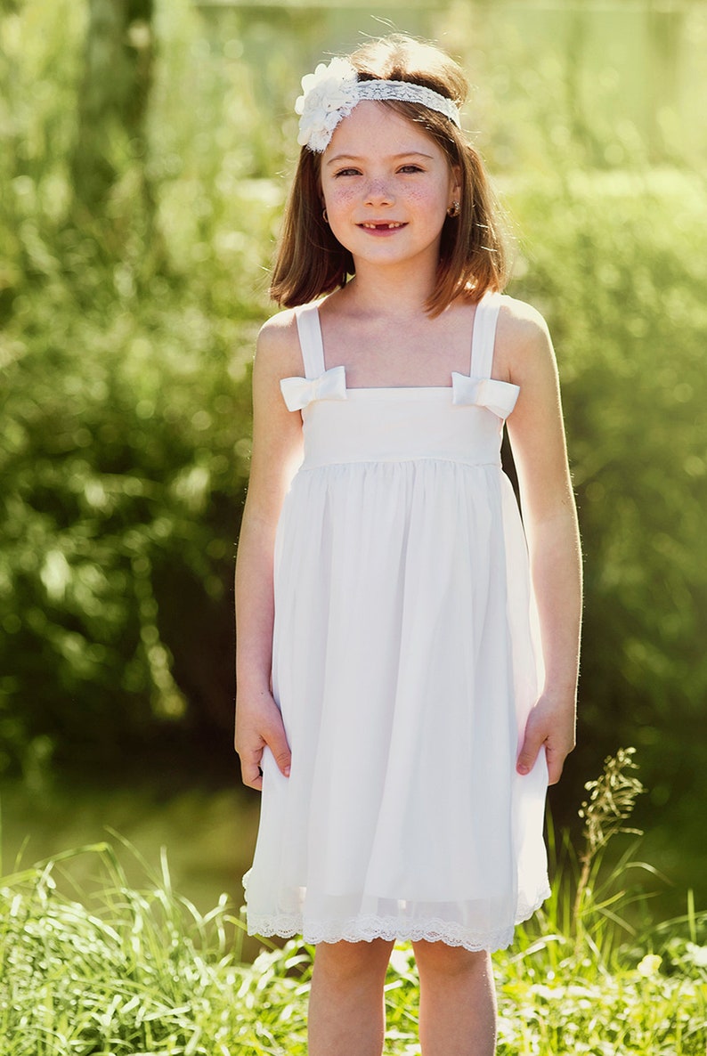 White Chiffon Flower Girl Dress Boho Flower Girl Dress White Etsy
