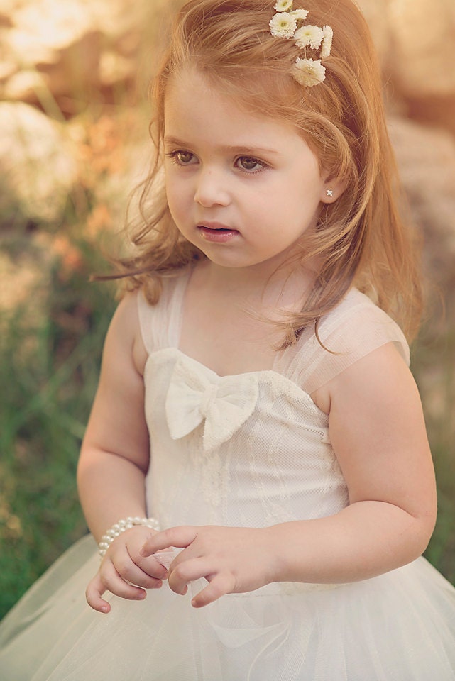 Ivory Lace Tulle Flower Girl Dress Birthday Dress Bohemian - Etsy