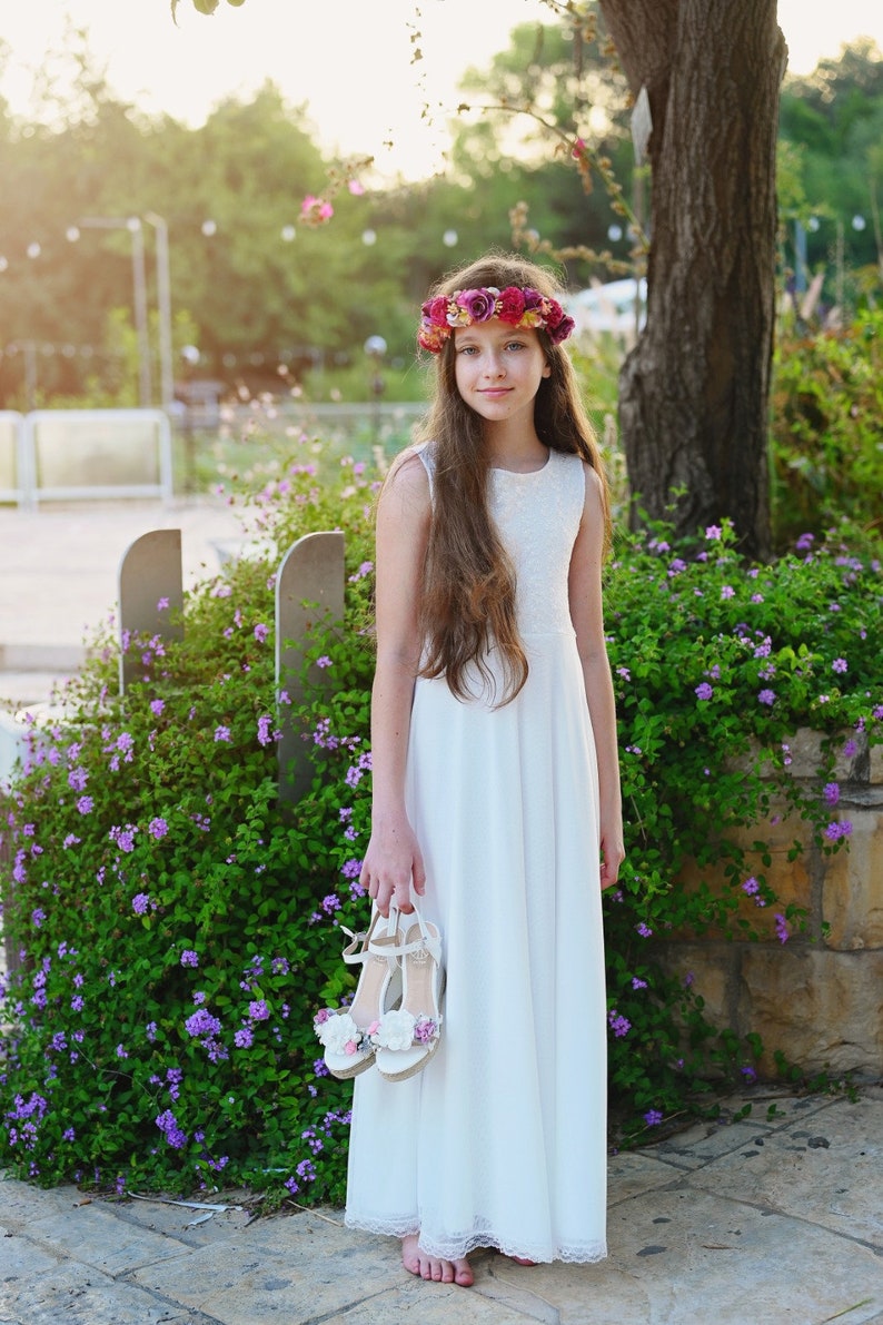 Boho Junior Bridesmaid Dress Lace Flower Girl Dress Etsy
