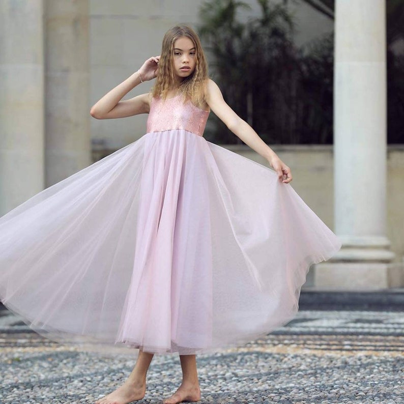 Flower Girl Dress Blush Pink Sequin Flower Girl Dress With | Etsy