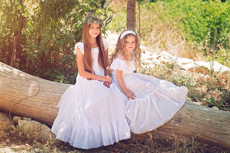 Sister Set Flower GirlMatching sisters flower girl DressesWhite Lace Flower Girl DressFlower Girl White Lace DressBoho flower girl dress
