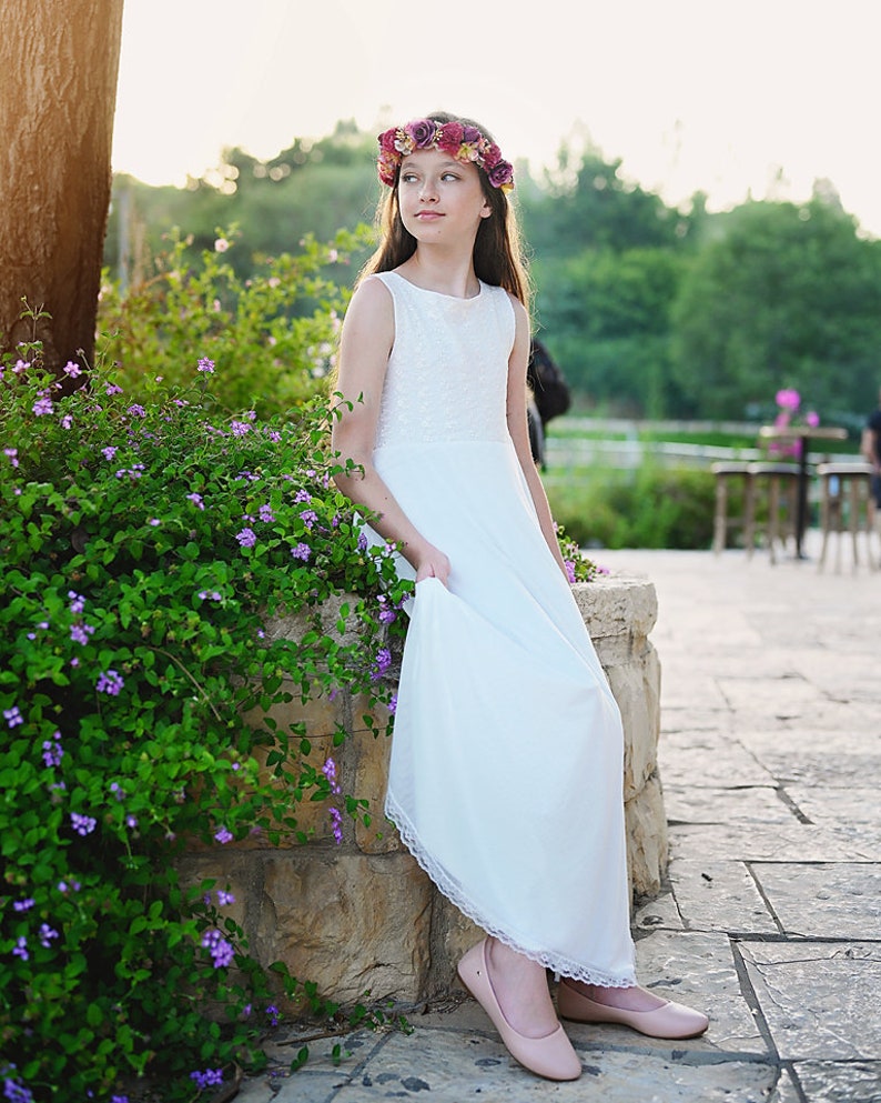 Boho Junior Bridesmaid Dress Lace Flower Girl Dress Etsy