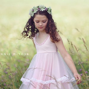 Pink Boho Tulle Twirly Flower Girl Dress | Etsy