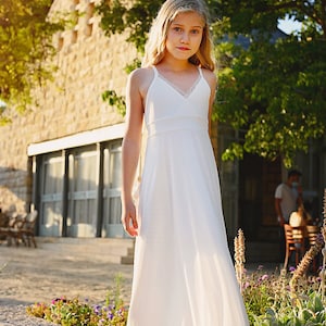 White Boho Flower Girl Dress Girls Floor Length Dress Rustic | Etsy