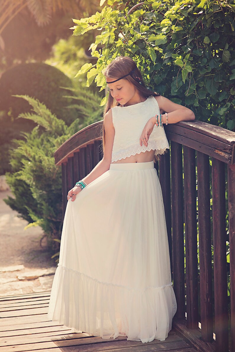 Bohochic Flower Girl Dress Junior Bridesmaid Dress Boho Etsy