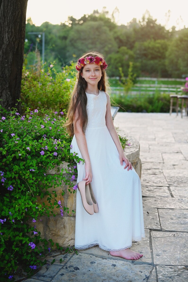 Boho Junior Bridesmaid Dress Lace Flower Girl Dress Etsy