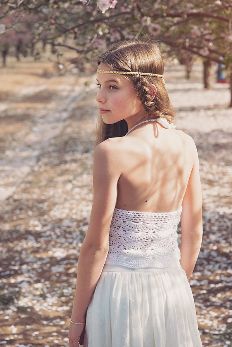 Boho Crochet Lace Flower Girl Dress Junior Bridesmaid Dress Etsy