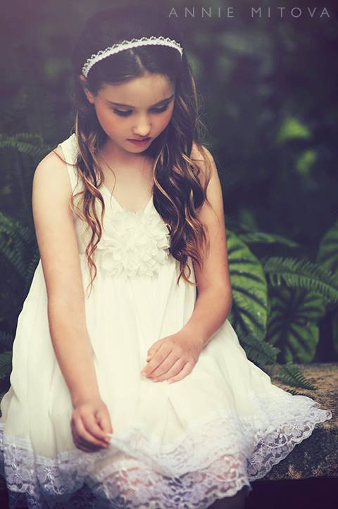 Boho Ivory Flower Girl Dress Etsy