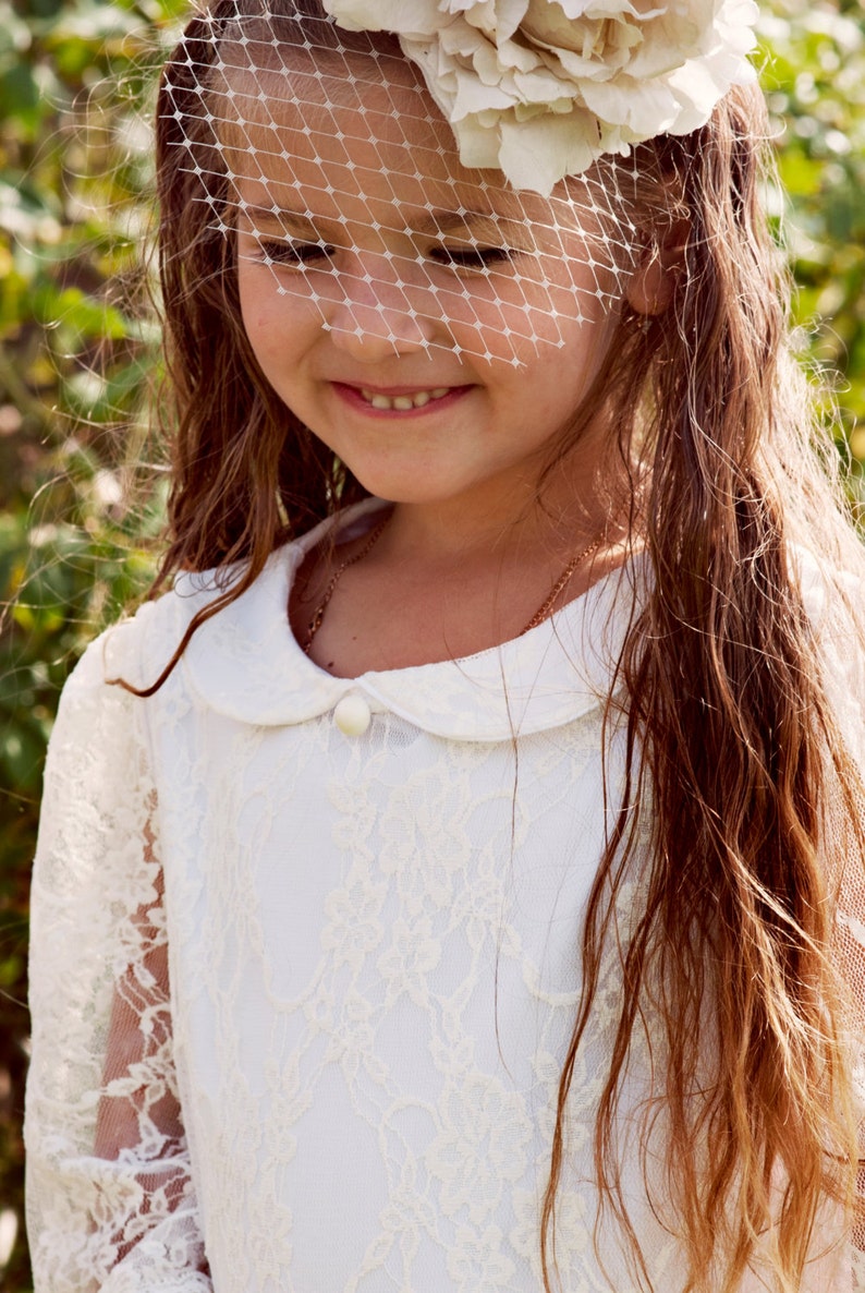 White Lace First Communion Flower Girl Dress - Etsy