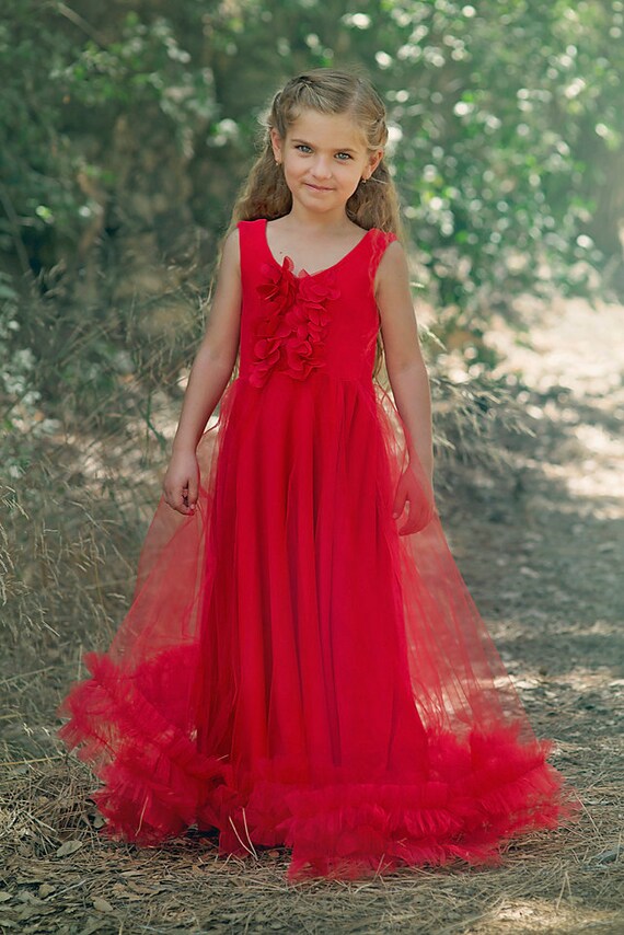 Girls Red Christmas Tulle Dress Baby 