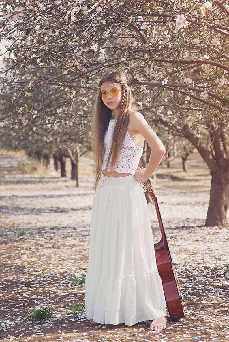 Boho Crochet Lace Flower Girl Dress Junior Bridesmaid Dress Etsy