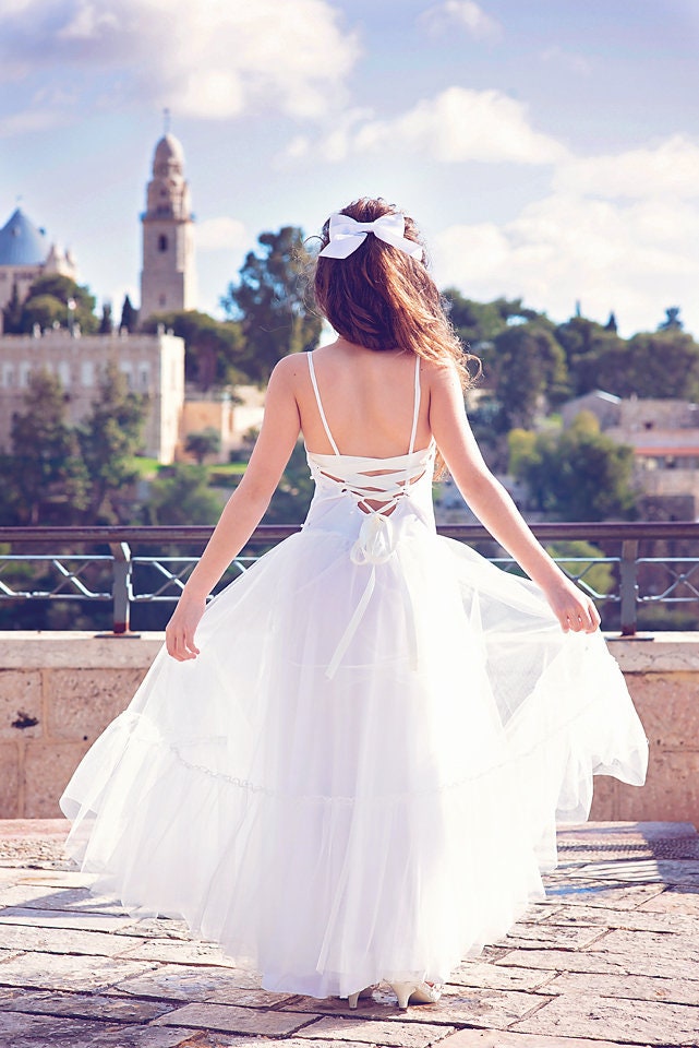 Junior Bridesmaid Tulle Dress off White 