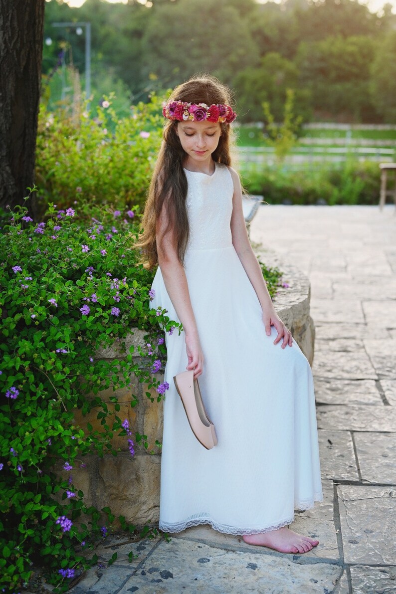 Boho Junior Bridesmaid Dress Lace Flower Girl Dress Etsy