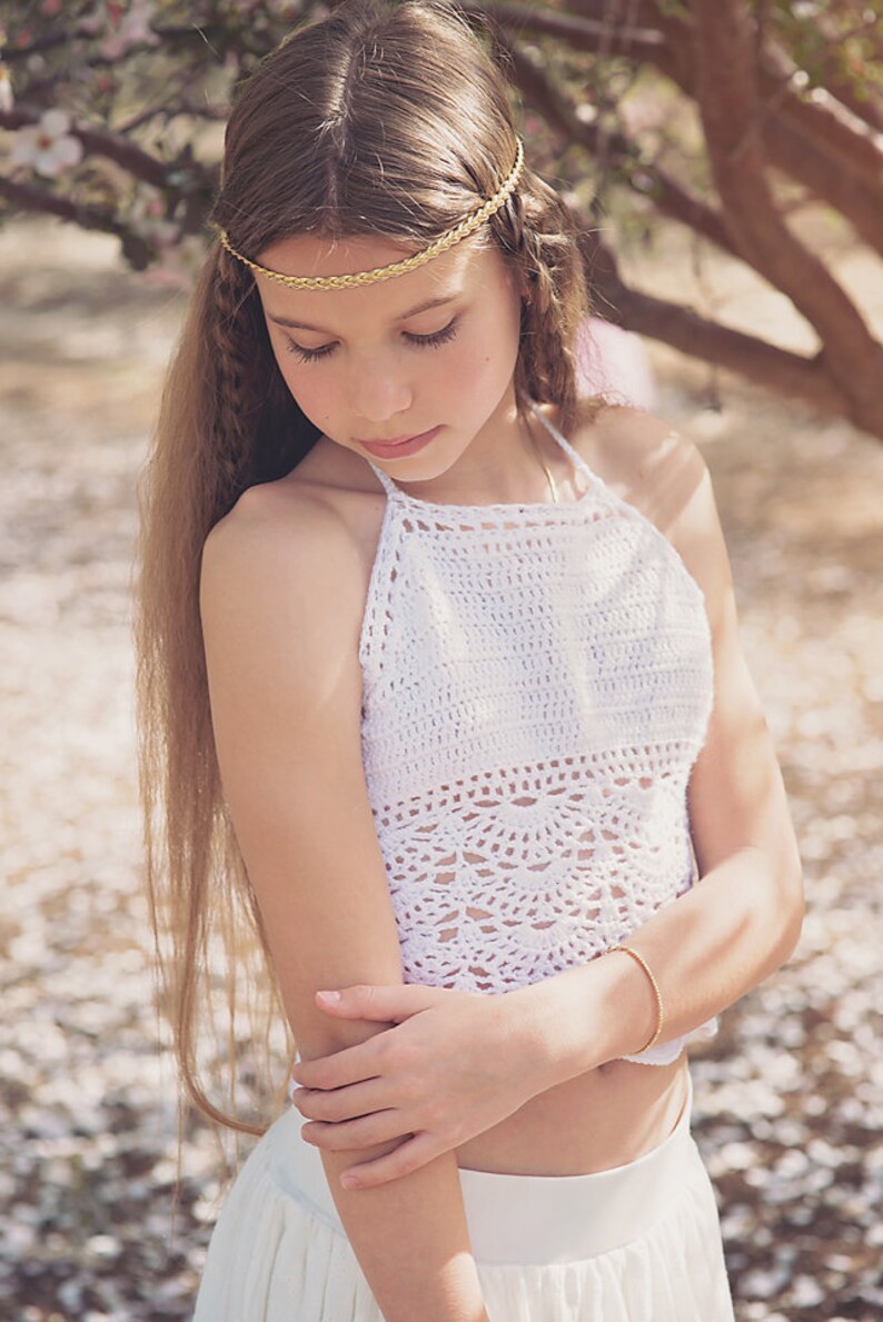 Boho häkeln Spitze Blumenmädchen Kleid Junior Brautjungfer ...