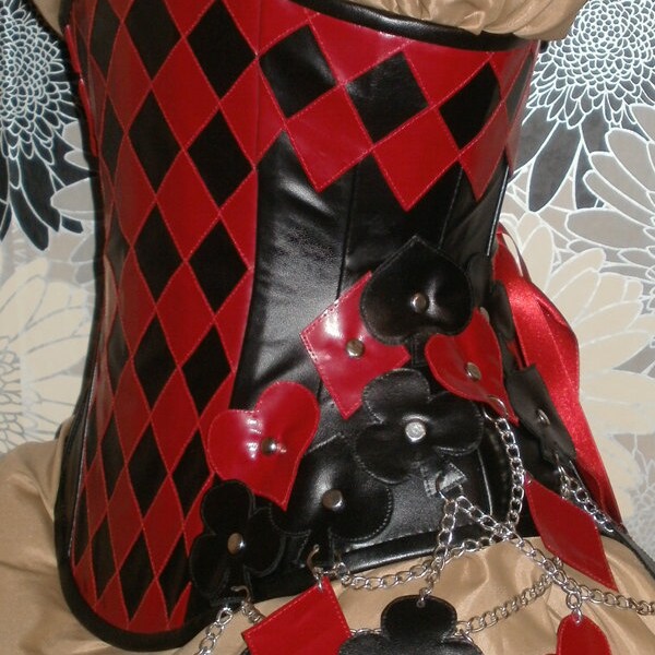 Black and Red Faux Leather Under-Bust Corset