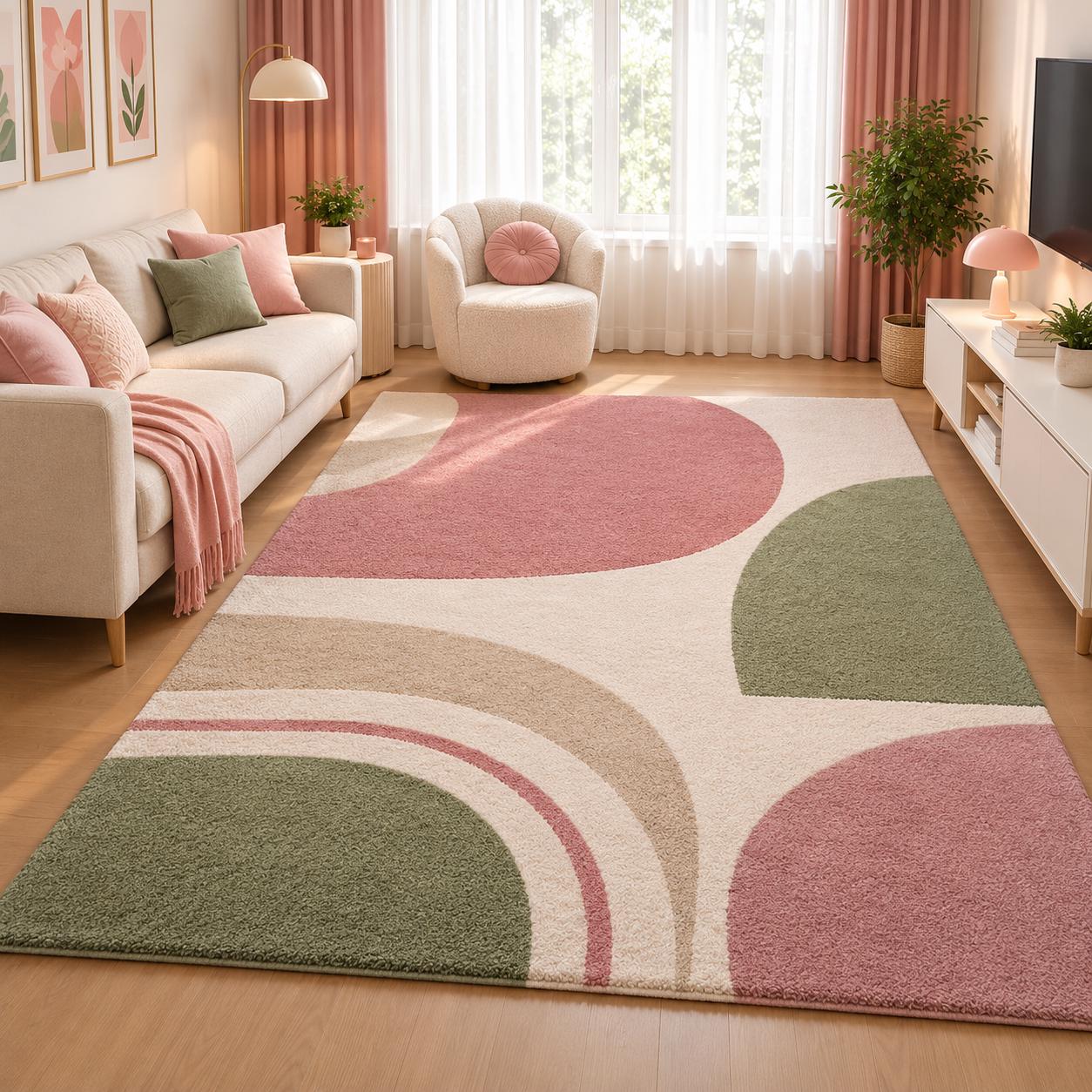 Pink and green rug