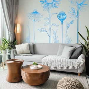 Large VINYL FLOWER decorative wall stickers including seven beautiful hand drawn flowers, easy Install. For home or shop windows Pack 2 image 5