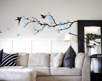 BRANCH WITH BLOSSOM vinyl wall sticker homemade | 140 x 90cm / 55 x 35 inches