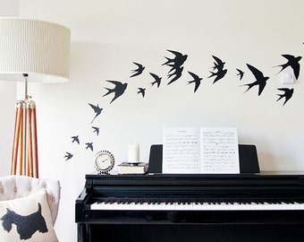 Flying Swallows Vinyl Wall Decals: Customizable Bird Flock