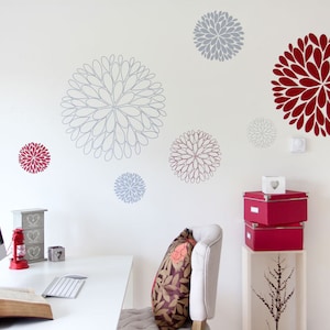 6 ABSTRACT FLOWERS Vinyl Wall Sticker
