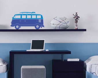 Volkswagon Camper Van Sticker/Beach House Decor | Wall decal | Small | 45 x 23 cm / 18 x 9 inches