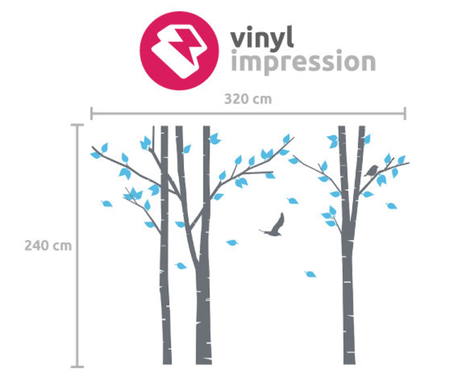 Silver Birch Trees Vinyl Wall Sticker 3 Tree Design Wall Decal Etsy