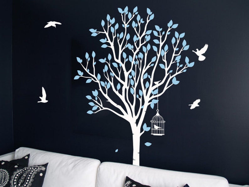 TREE WITH BIRDCAGE Vinyl Wall Sticker Life Size 110cm X Etsy