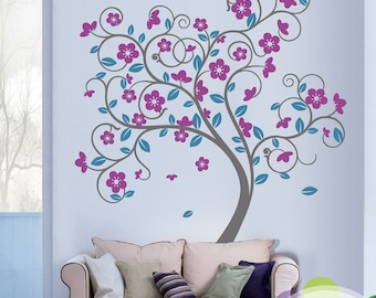 SWIRLY TREE Vinyl Wall Sticker Life Size