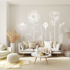 Large VINYL FLOWER decorative wall stickers including seven beautiful hand drawn flowers, easy Install. For home or shop windows Pack 2 image 4