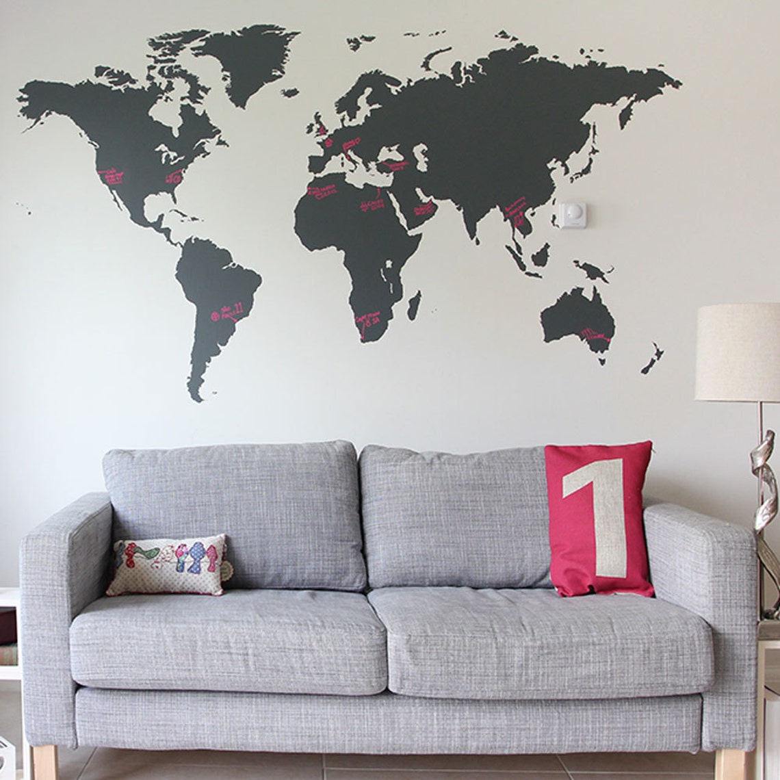 7 X 4 Ft World Map Decal LARGE WORLD MAP Vinyl Wall Etsy