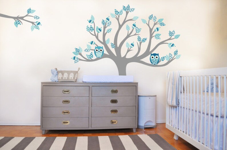 Blue Nursery Decor Tree Decal Pink Nursery Decor 140 X 150cm Etsy
