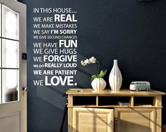 IN THIS HOUSE Quote family Wall Sticker Decal | 60 x 100cm / 24 x 39 inches