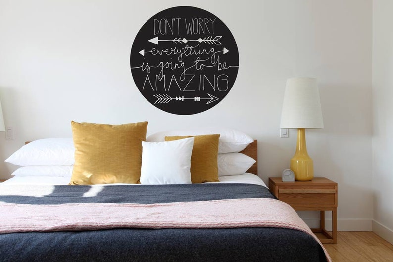 Don't Worry Wall Sticker retro quote bespoke hand | Etsy