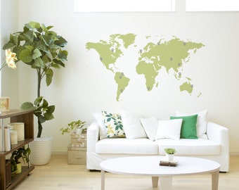 Small WORLD MAP Vinyl Wall Decal Sticker Easy Install 100 x 60 cm / 39 x 23 inches