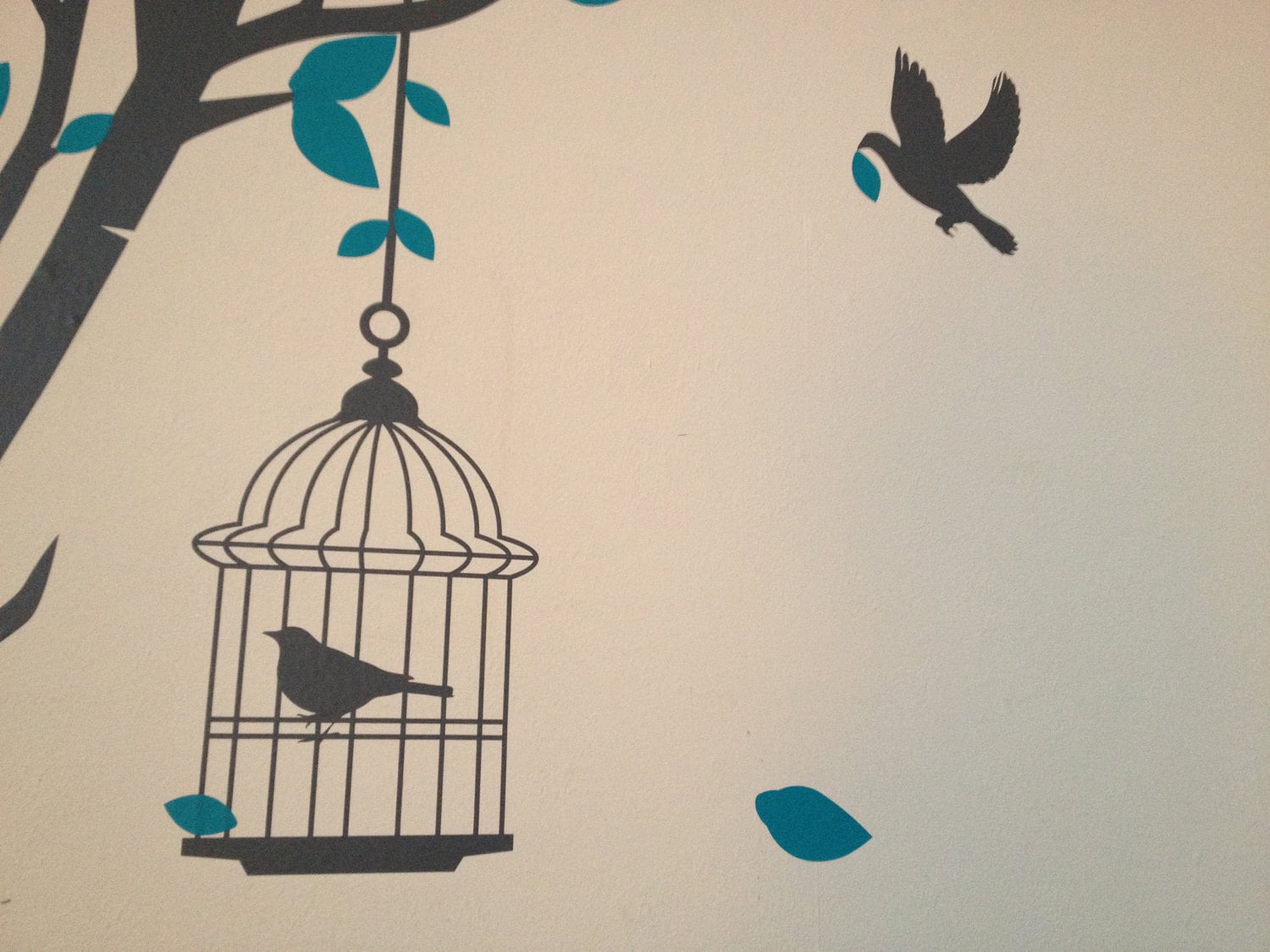 Tree With Birdcage Vinyl Wall Sticker Life Size 110cm X Etsy UK