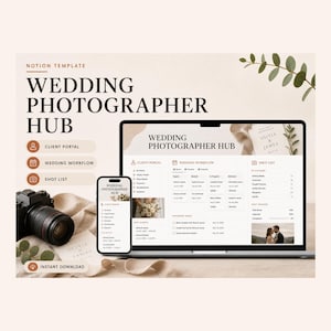 Wedding Photographer Hub Notion Template – Client, Workflow, Shot List Organization