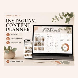 Notion Instagram Content Planner – Kalender, ideeën, bijschriften (digitale download)