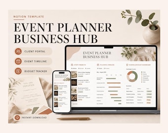 Event Planner Business Hub Notion Template – Every event, supplier, deadline and payment tracked