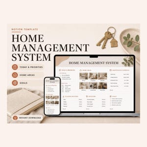 Home Management System Notion Template – Maintenance, inventory, warranties and routines for your home