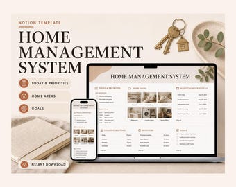 Home Management System Notion Template – Maintenance, inventory, warranties and routines for your home
