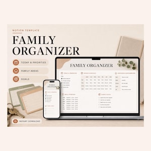Family Organizer Notion Template – Schedules, Meals, Chores (Digital Download) image 1