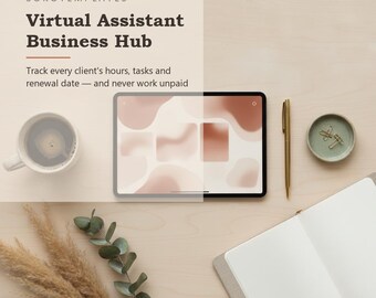 Plantilla de Notion para centro de negocios de asistente virtual: realiza un seguimiento de las horas, tareas y fecha de renovación de cada cliente.