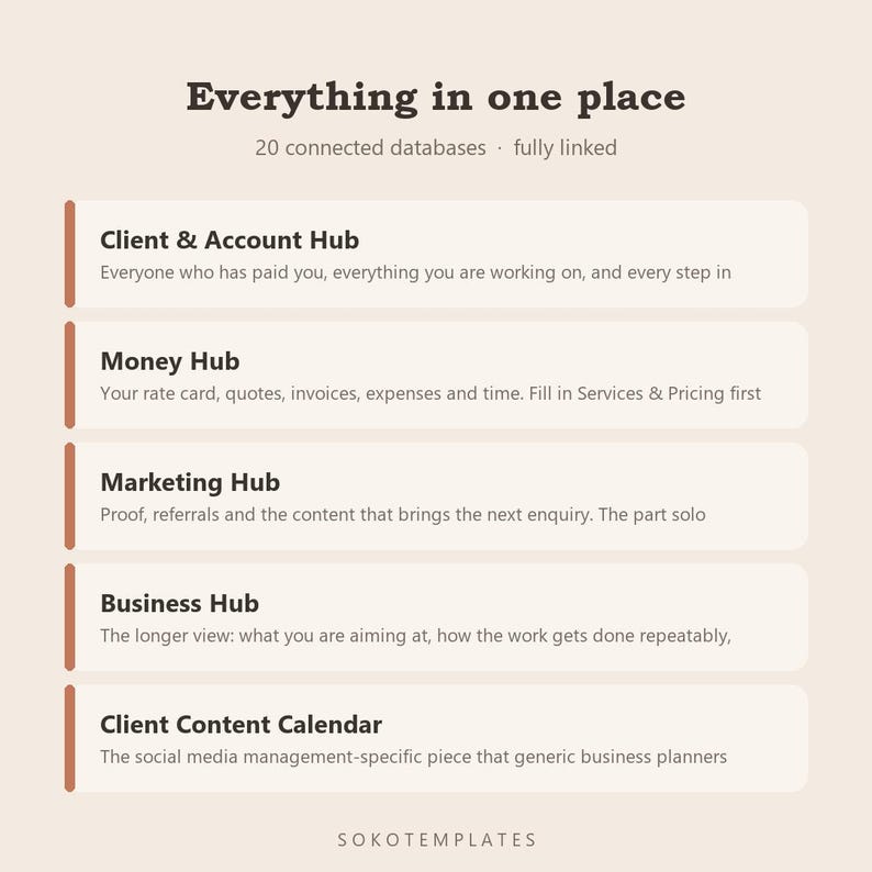Social Media Manager Hub Notion Template – Client Accounts, Content Calendars, Invoices (Digital Download) image 3