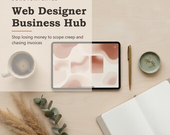 Plantilla de Notion para centros de negocios de diseñadores web: deja de perder dinero por la ampliación del alcance del proyecto y el seguimiento de facturas.
